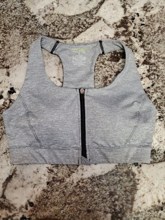 tek gear Other - tek gear Heather Gray Front-Zip Racerback Sports Bra Small
